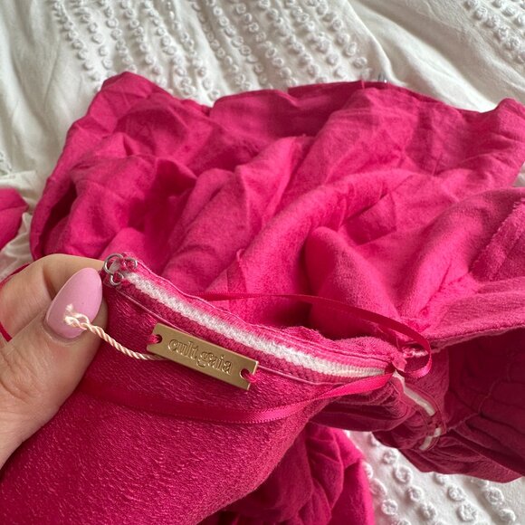 Cult Gaia Asal Mini Dress In Pink Off-Shoulder Plunge Neck Puff Sleeves Sz 8 - Picture 3 of 11